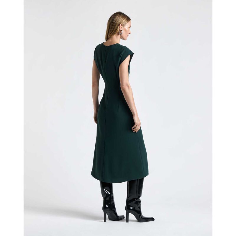 Cue Forest Crew Neck Ruched Midi Dress image number 1